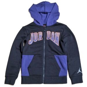 Jordan Zip Up Hoodie Kid's Size 4-5 Years Black Purple‎ Basketball Graphic